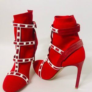 Red W Garavani Rockstud Ankle W/ Straps Color New Boots/Booties